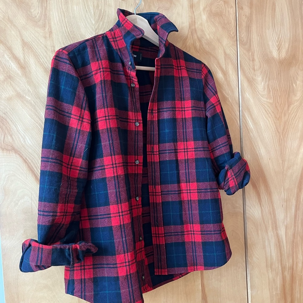Dsquared2 plaid wool shirt with wired collar and cuffs XS
